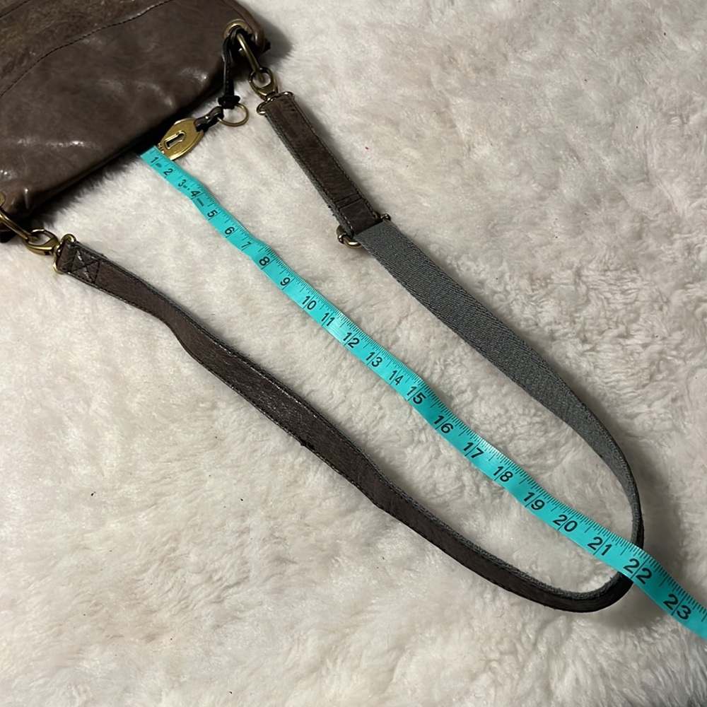 FOSSIL long live vintage grey brown olive distressed flap crossbody bag - Picture 15 of 15